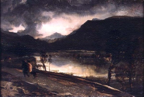 Uma Cena do Lago ao Pôr-do-Sol de Edwin Landseer