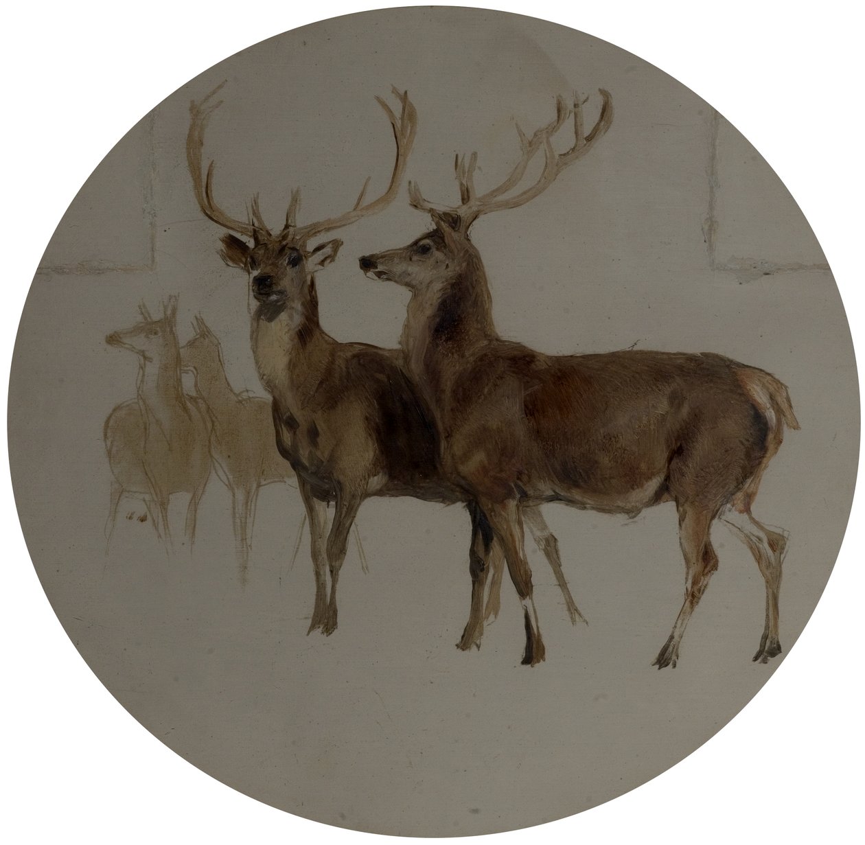 Cervos em uma paisagem (estudos de cervos) de Edwin Landseer
