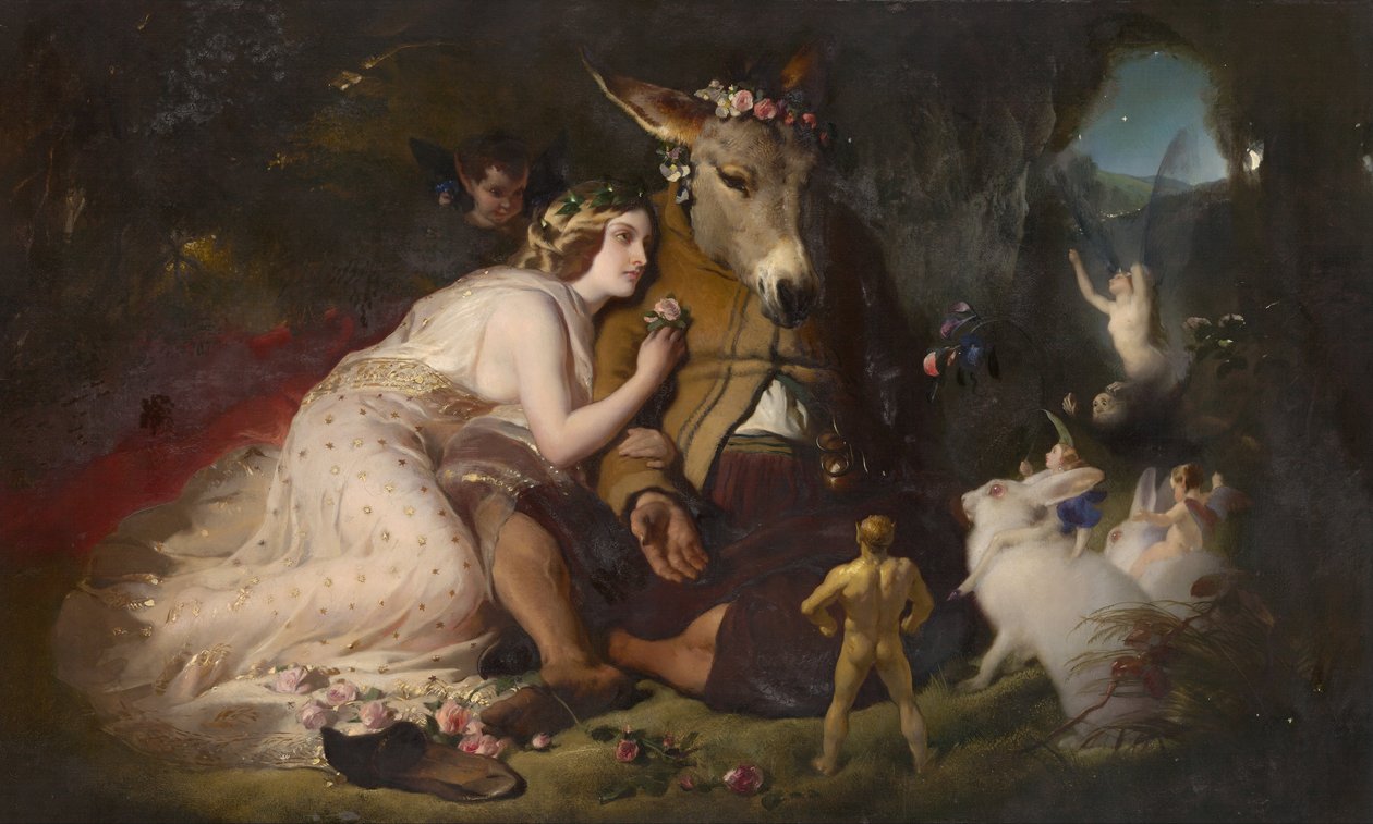 Cena de um sonho de noites de verão. Titânia e parte inferior de Edwin Landseer