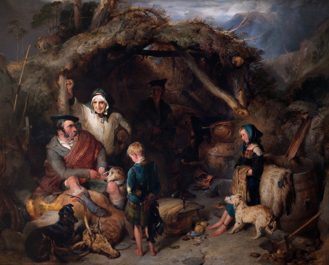 The Illicit Highland Whisky Still, c.1829 (petróleo sobre painel) de Edwin Landseer