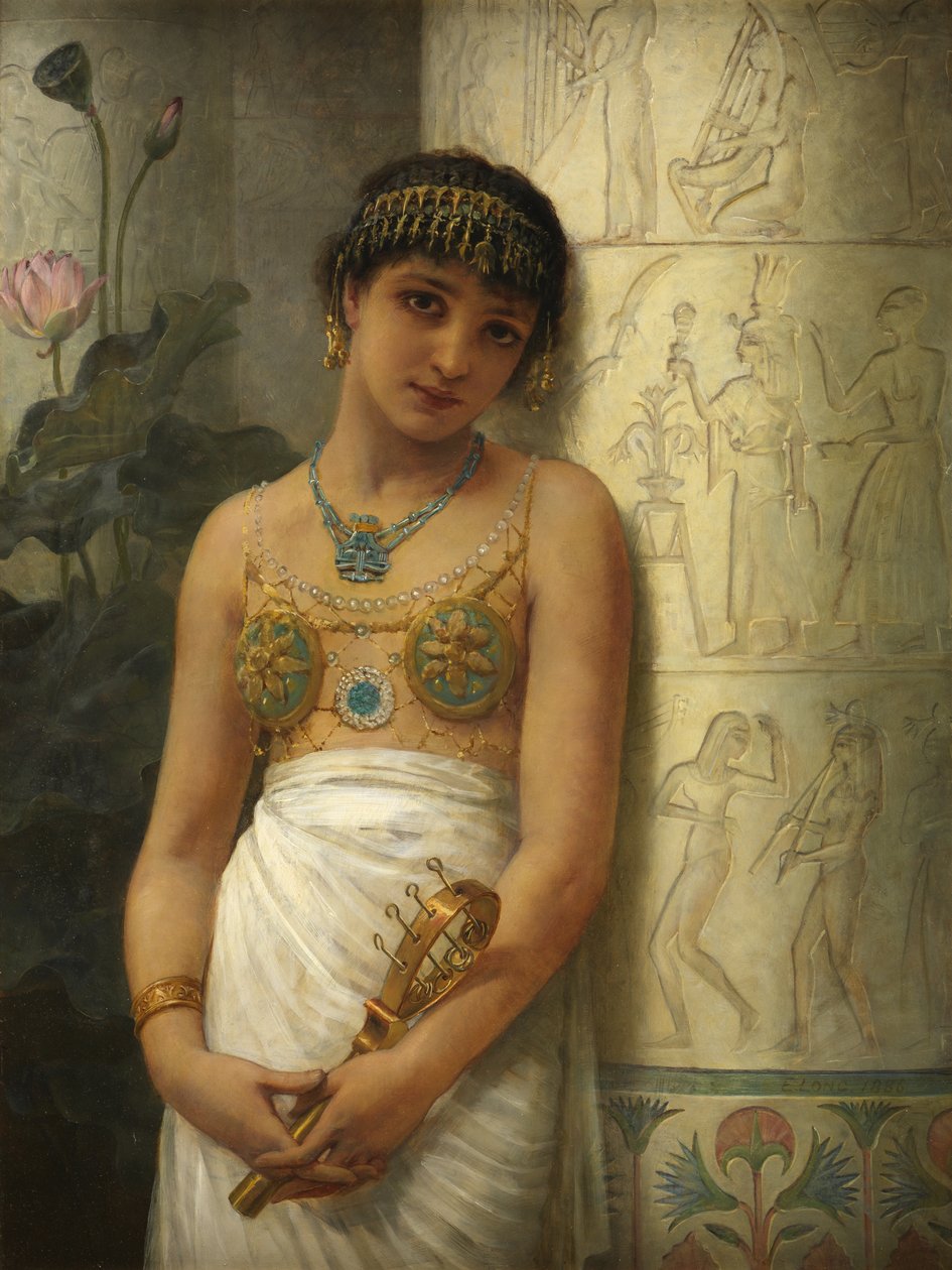Uma menina egípcia com um sistrum, 1886 de Edwin Longsden Long