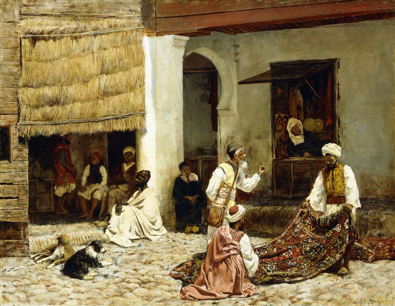 Um bazar de tapetes em Tânger de Edwin Lord Weeks