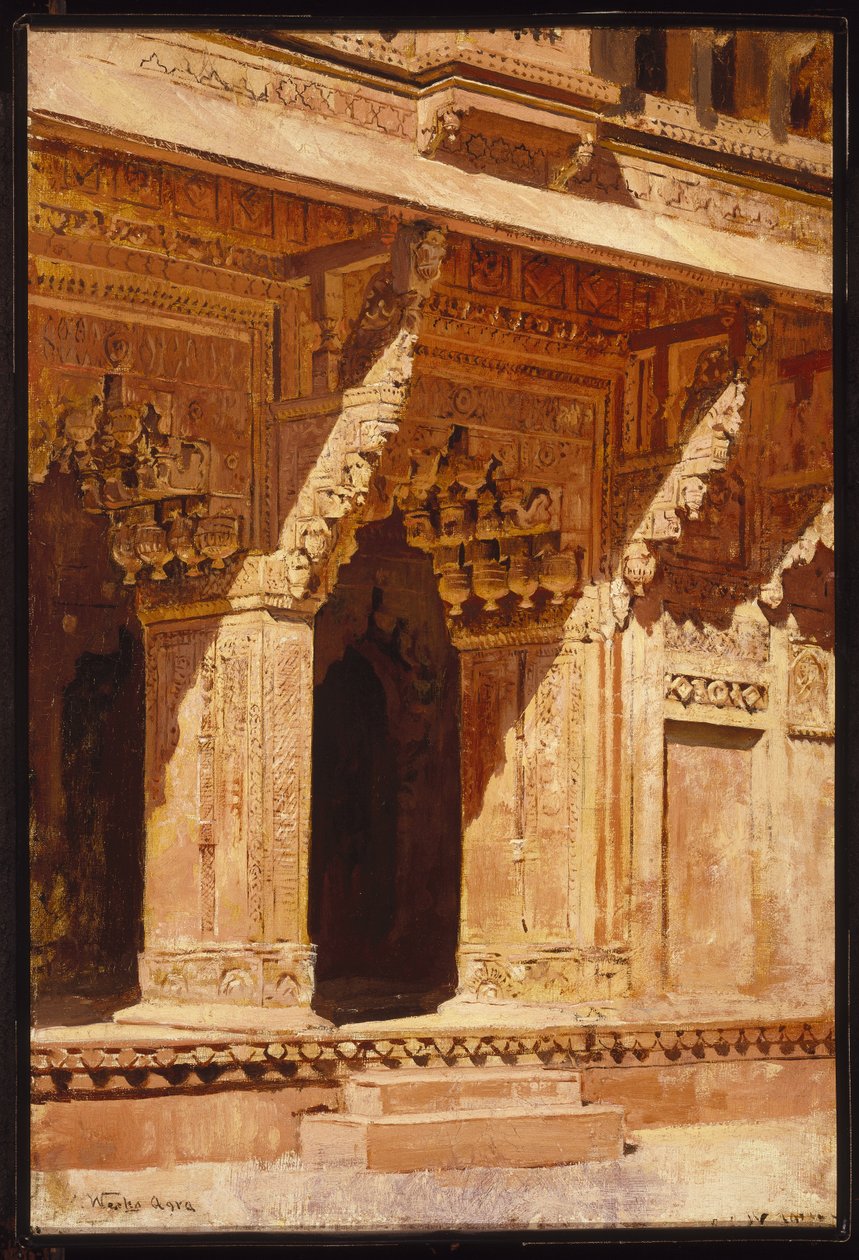 Arcos de arenito vermelho curiosamente forjado, Fort Agra, Índia, c.1885-95 de Edwin Lord Weeks