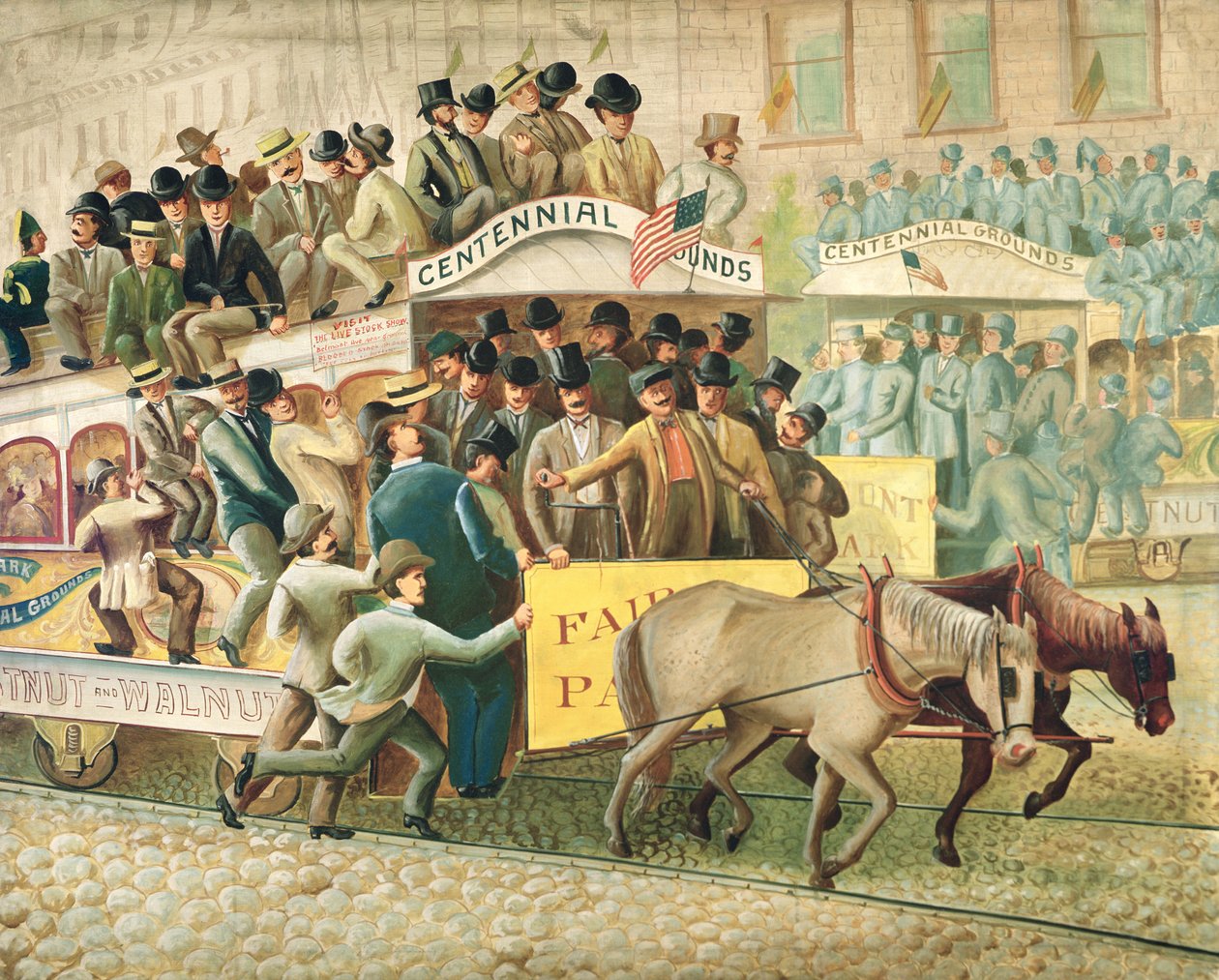 Viagem de carro de rua durante o centenário de Edwin S. Haley