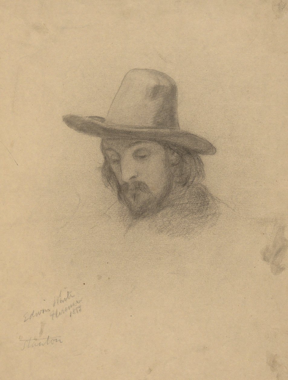 Edward Winslow, esboço para a assinatura do pacto na cabine do Mayflower de Edwin White