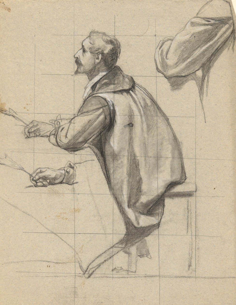 Homem, esboço para assinatura do Compacto na Cabine da Mayflower de Edwin White