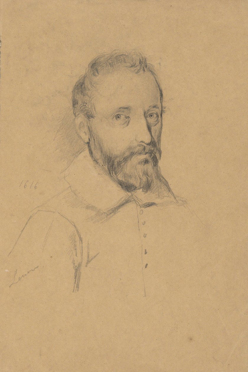 Retrato de um homem não identificado, esboço para assinatura do Compacto na Cabine do Mayflower de Edwin White