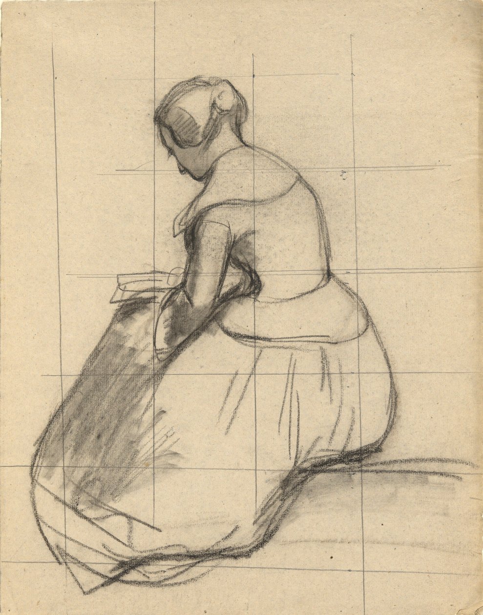 Mulher lendo, esboço para assinatura do pacto na cabine do Mayflower de Edwin White