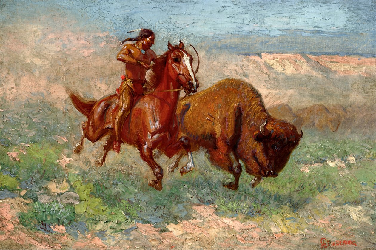 Um jovem Arapaho (óleo sobre tela) de Edwin Willard Deming