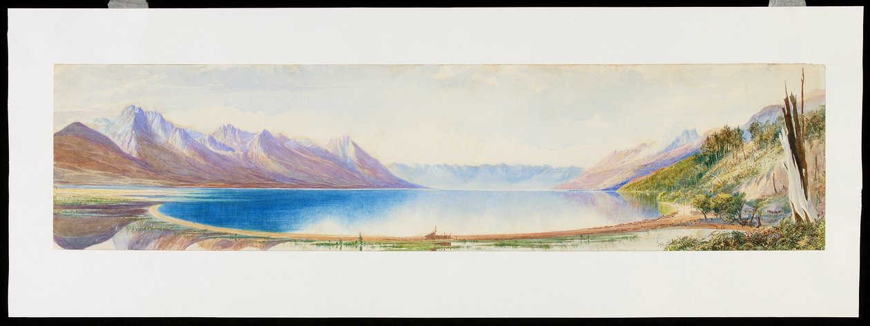 O Alto Alcance do Lago Wakatipu, olhando para Sul, Ilha do Sul, Nova Zelândia de Edwyn Frederick Temple