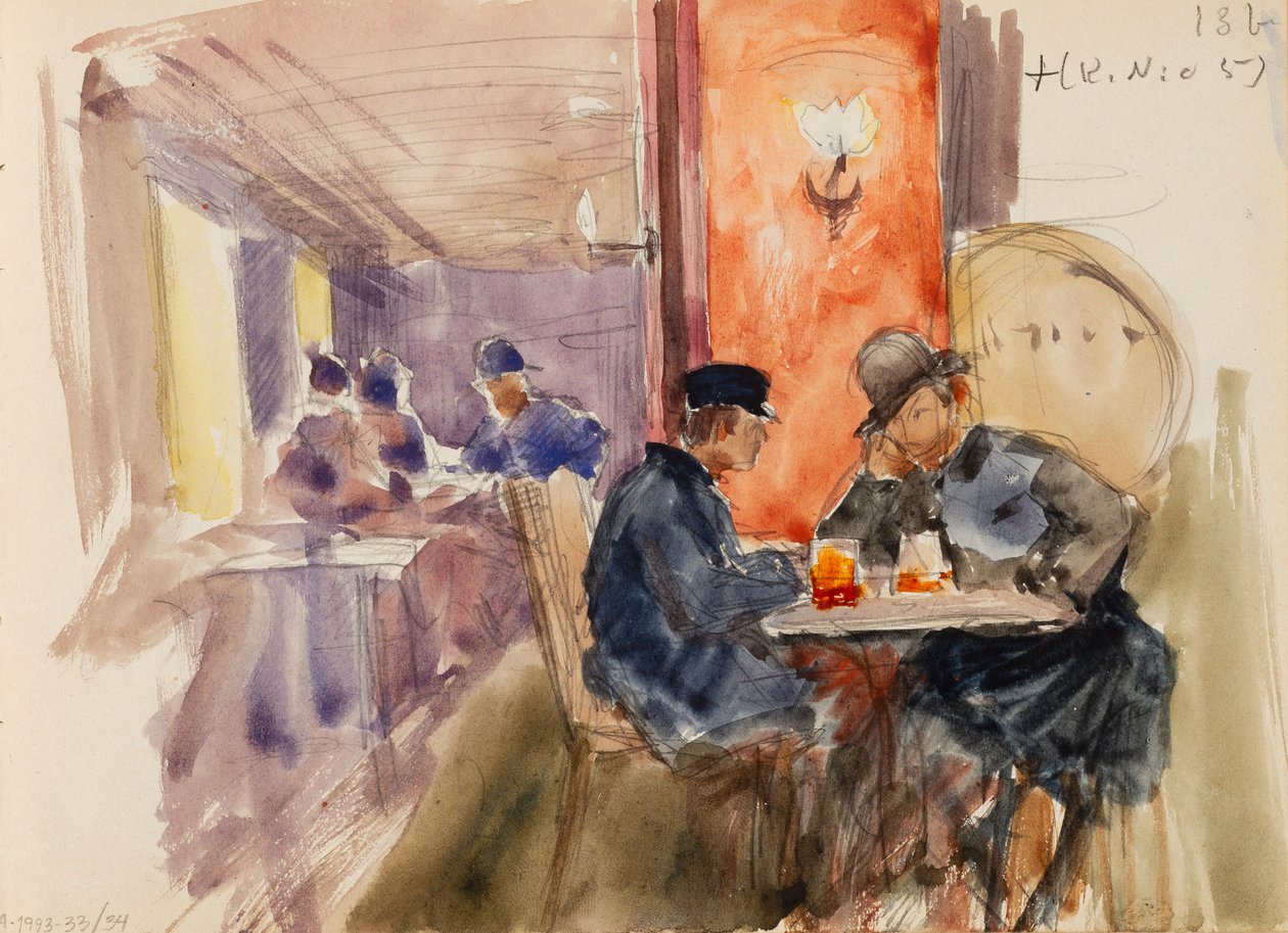No bar, página do caderno de esboços de Järnefelt de Eero Järnefelt