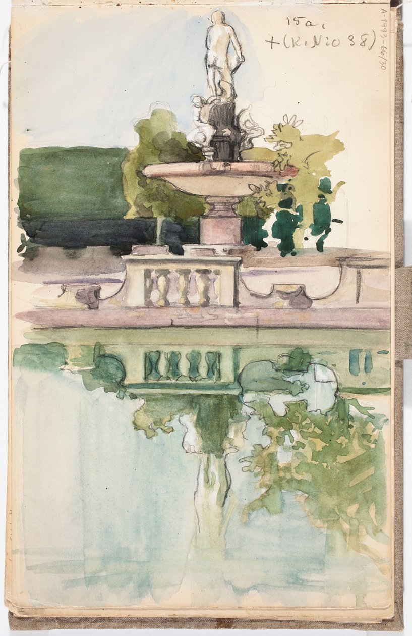 Jardim de Boboli, Florença, página do caderno de esboços de Järnefelt de Eero Järnefelt