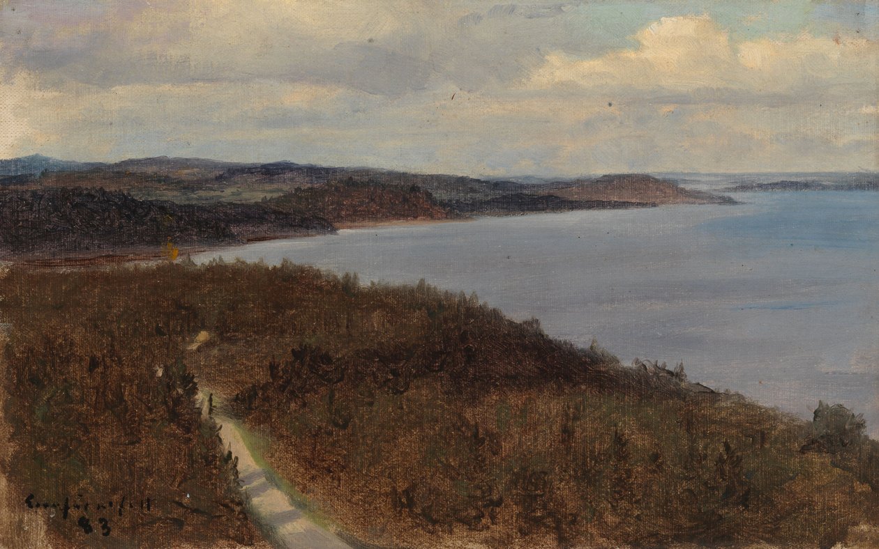 Vista de um lago e de cristas montanhosas de Eero Järnefelt