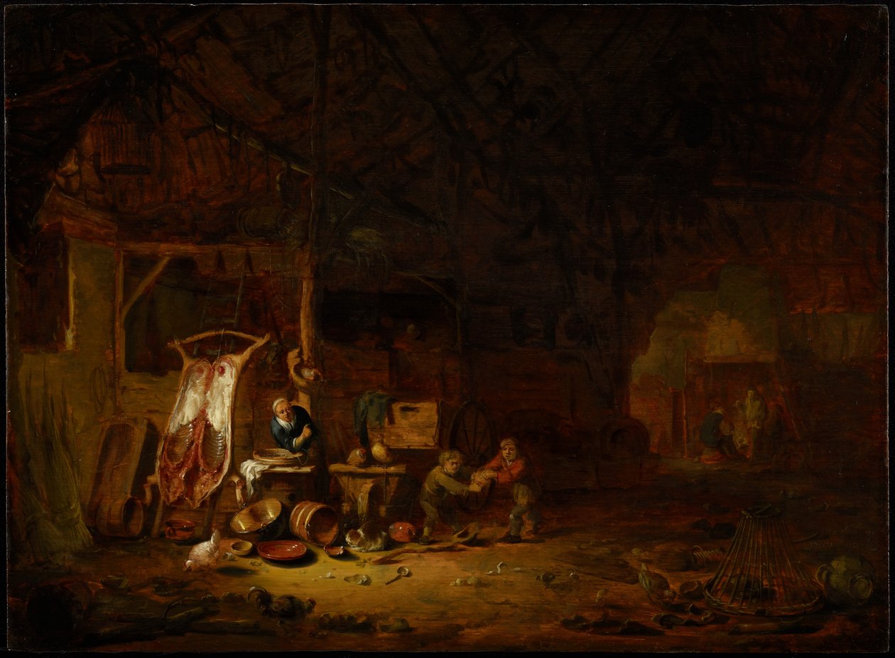 Interior de um celeiro, 1644 de Egbert van der Poel
