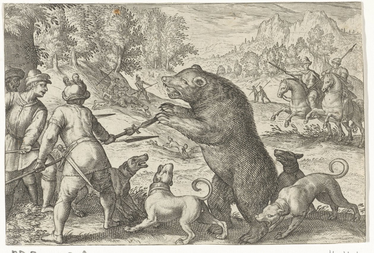 Paisagem com caça ao urso
Cenas de caça (título da série)
Icones Venantum Species Varias Representantes (título da série) de Egbert Jansz.