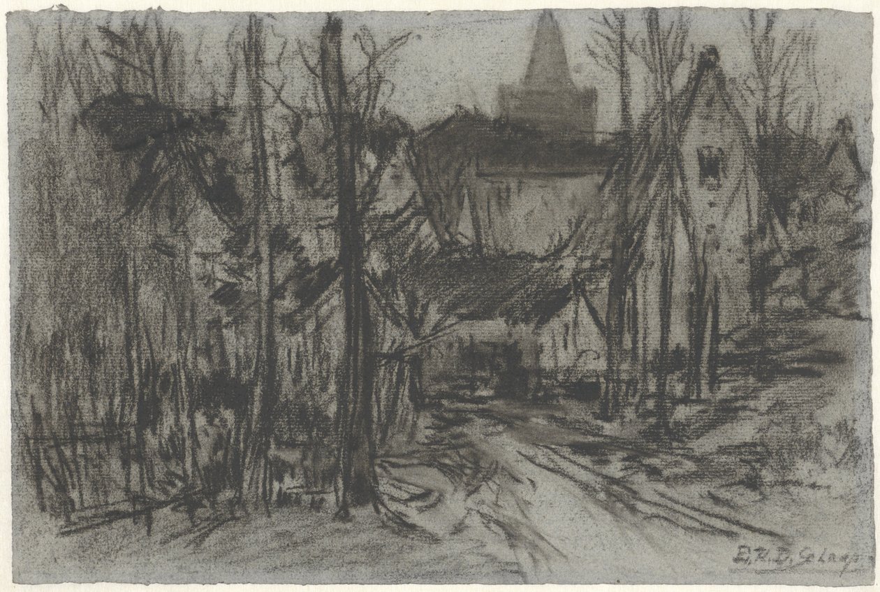Vista de uma vila através das árvores de Egbert Rubertus Derk Schaap