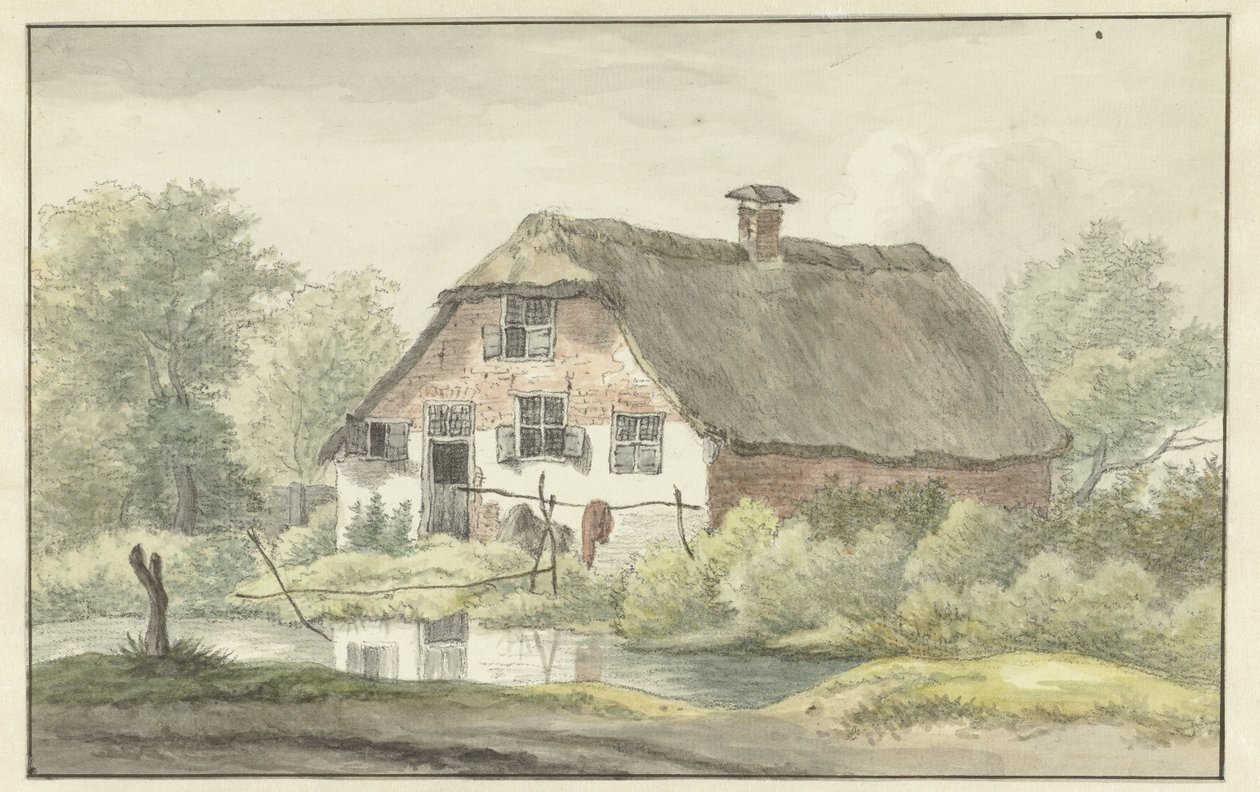 Casa de campo com telhado de colmo de Egbert van Drielst