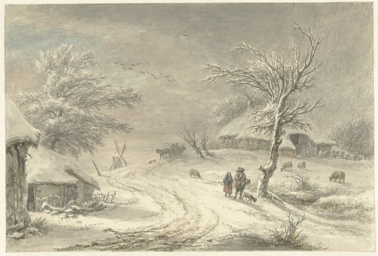 Vista de inverno em Exloo, Drenthe de Egbert van Drielst