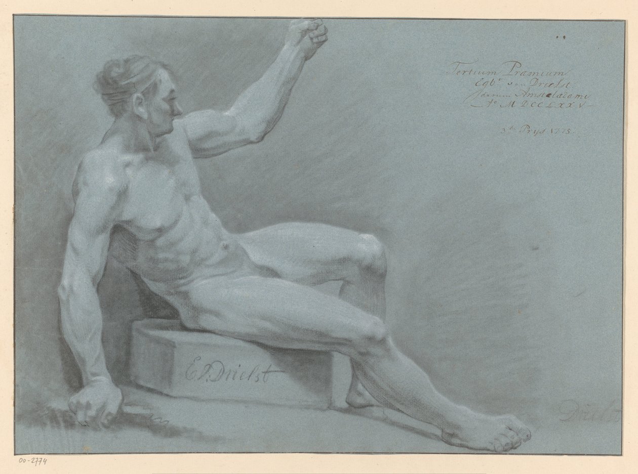 Nu masculino sentado, vista lateral (3º prémio 1775) de Egbert van Drielst