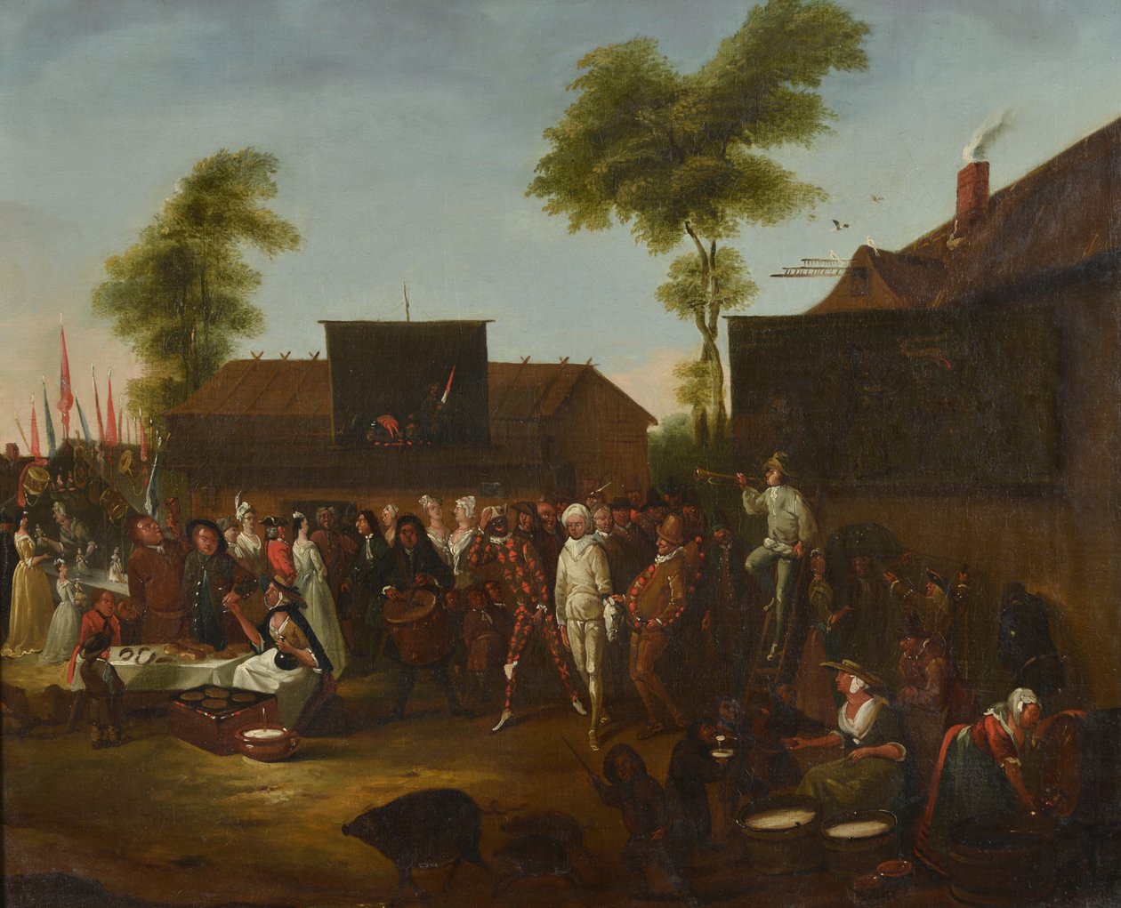Um carnaval de aldeia com figuras da Commedia dellArte de Egbert van the Elder Heemskerck
