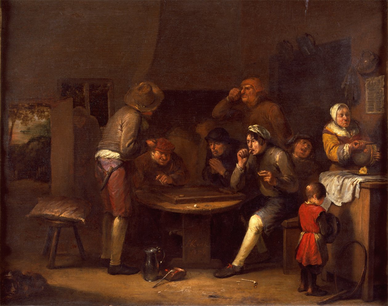 Interior de uma casa de fazenda, 1677 de Egbert van the Elder Heemskerck