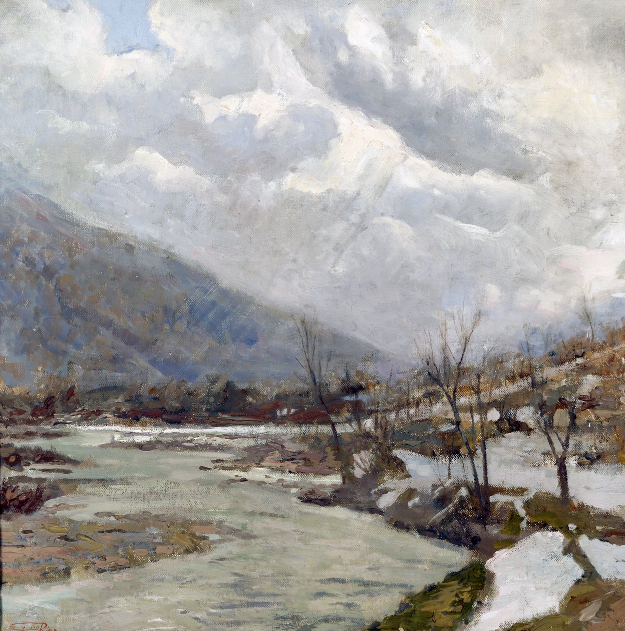 Raio de sol, pintura de Egidio Riva (1866-1946), óleo sobre tela, 74x74 cm, Itália, século XX de Egidio Riva