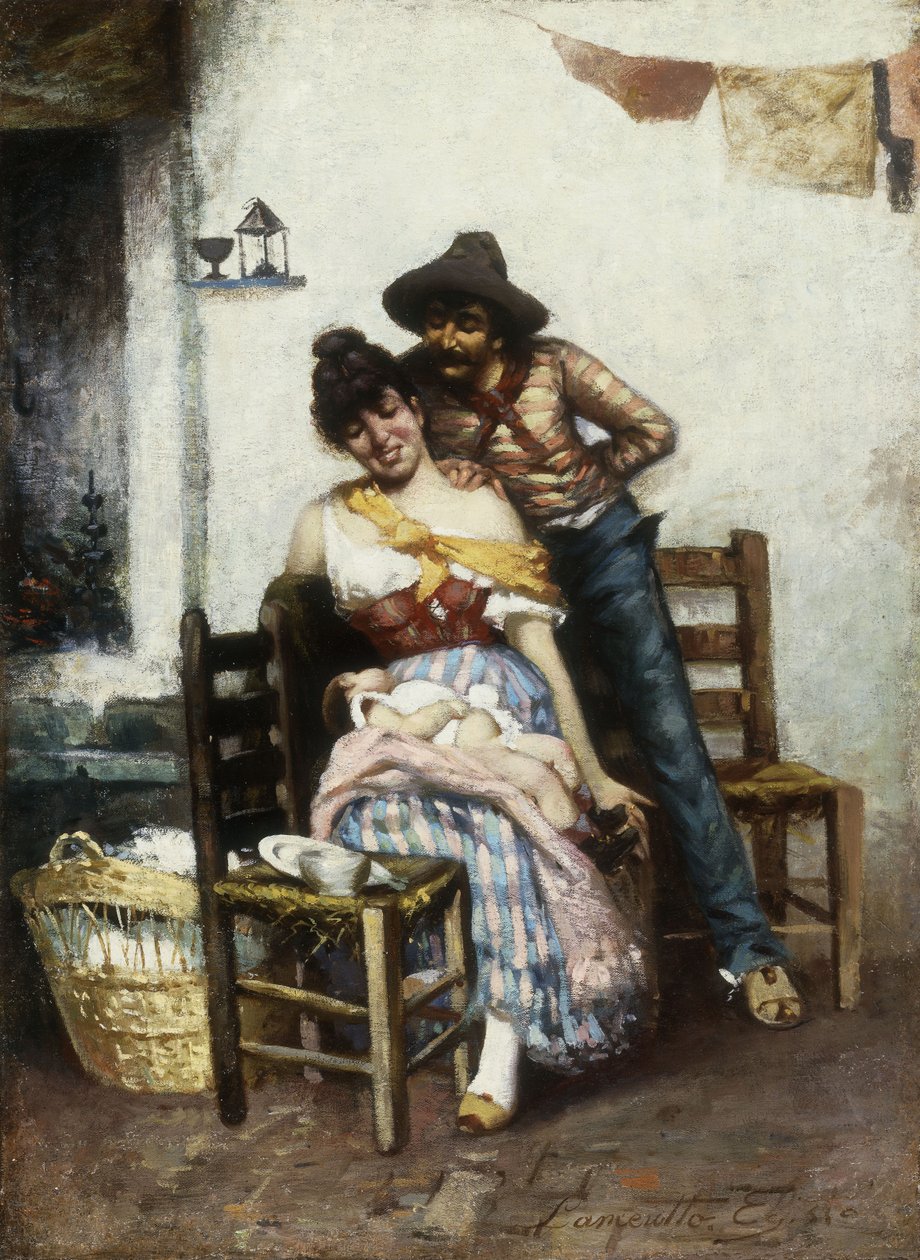 A família feliz, 1860 de Egisto Lancerotto