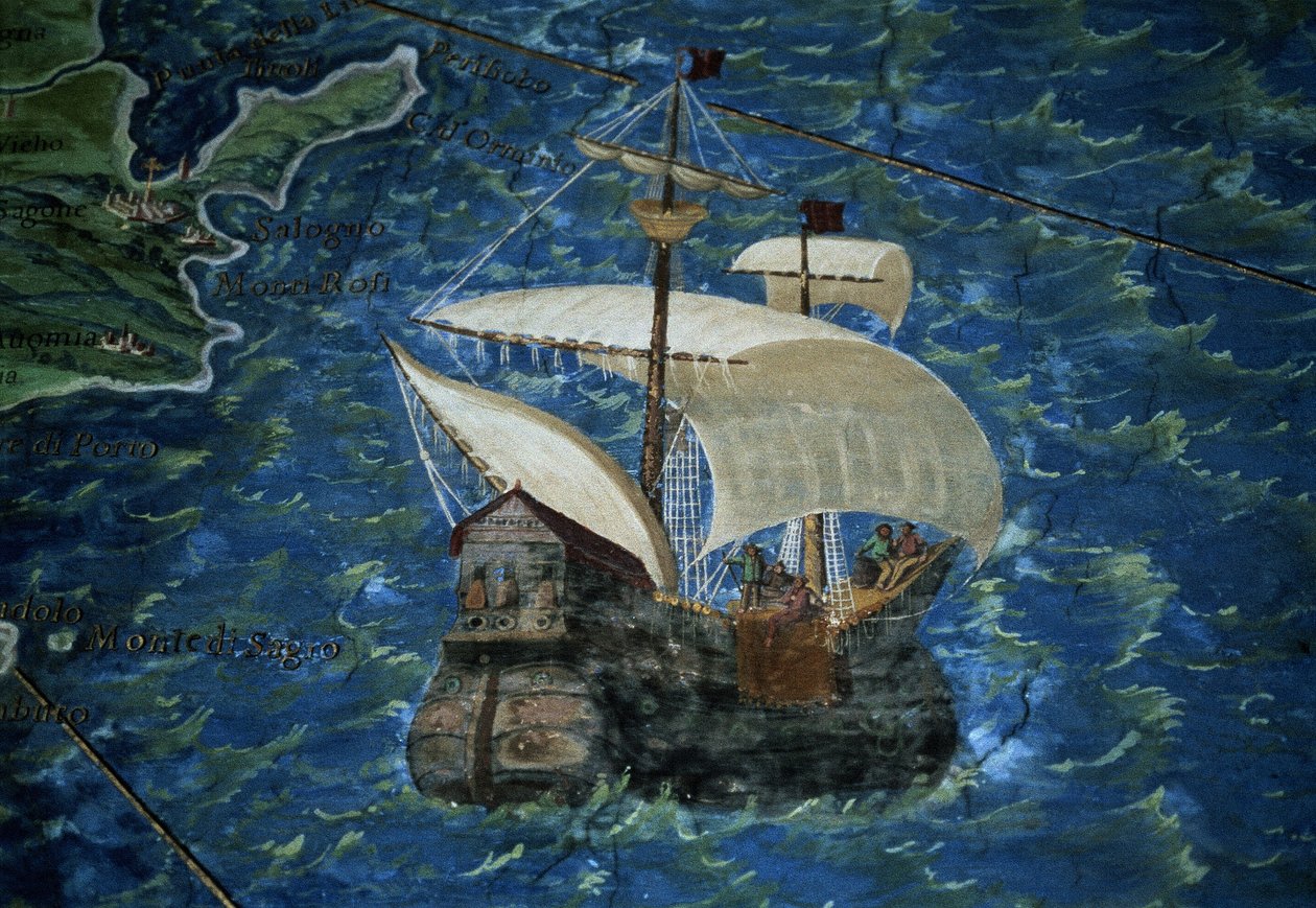 Galeão, detalhe da &39;Galeria de Mapas Geográficos&39;, 1580-83 de Ignazio Danti
