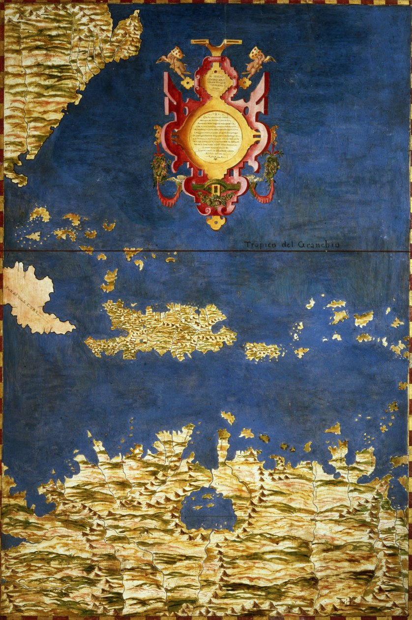 Mapa do Caribe e da Venezuela, da &39;Sala delle Carte Geografiche&39; (Salão dos Mapas Geográficos) c.1570 de Ignazio Danti