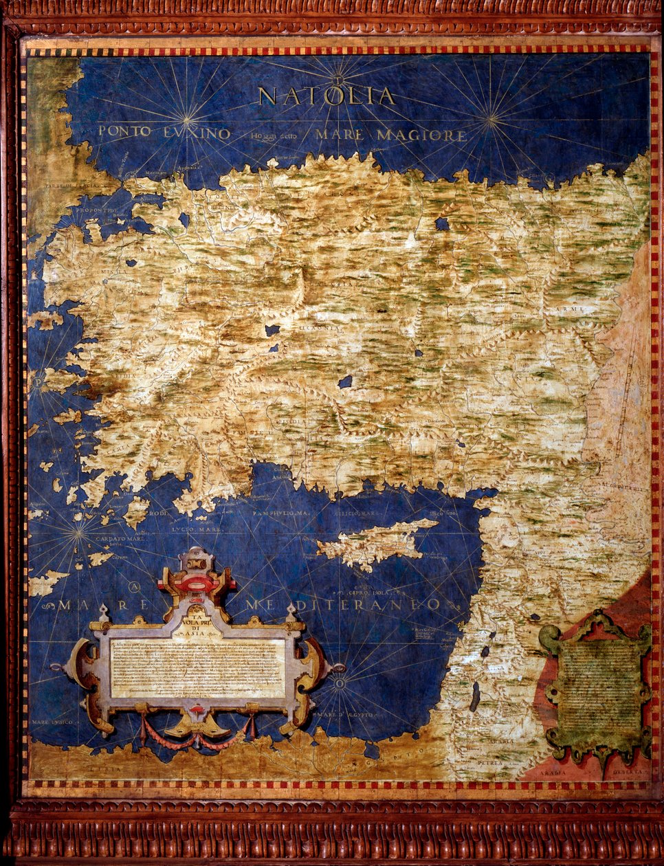 Mapa da Anatólia feito por Egnazio Danti (1536-1586) matemático, cosmógrafo e arquiteto italiano. Por volta de 1567. Florença, Palazzo Vecchio, Sala del Mappamondo de Egnazio Danti