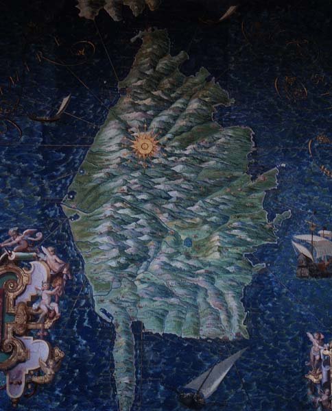 Córsega, detalhe da "Galleria delle Carte Geografiche". de Egnazio Danti