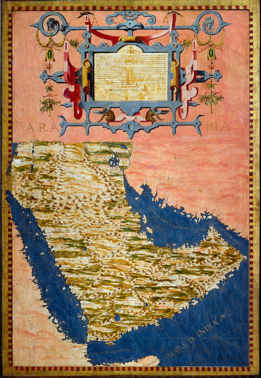 Mapa da Arábia feito por Egnazio Danti (1536-1586) cerca de 1567 Pintura de armários na sala de mapas geográficos. Palazzo Vecchio, Sala del Mappamondo Florence de Egnazio Danti
