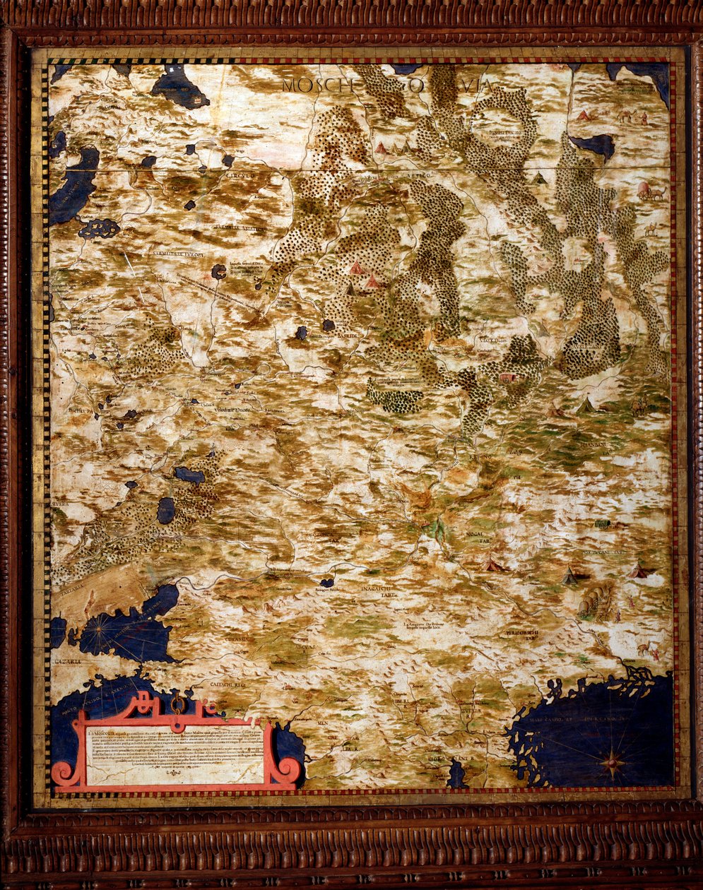 Mapa da região de Moscovo por Egnazio Danti (1536-1586) matemático, cosmógrafo e arquitecto italiano. Por volta de 1567. Florença, Palazzo Vecchio, Sala del Mappamondo de Egnazio Danti