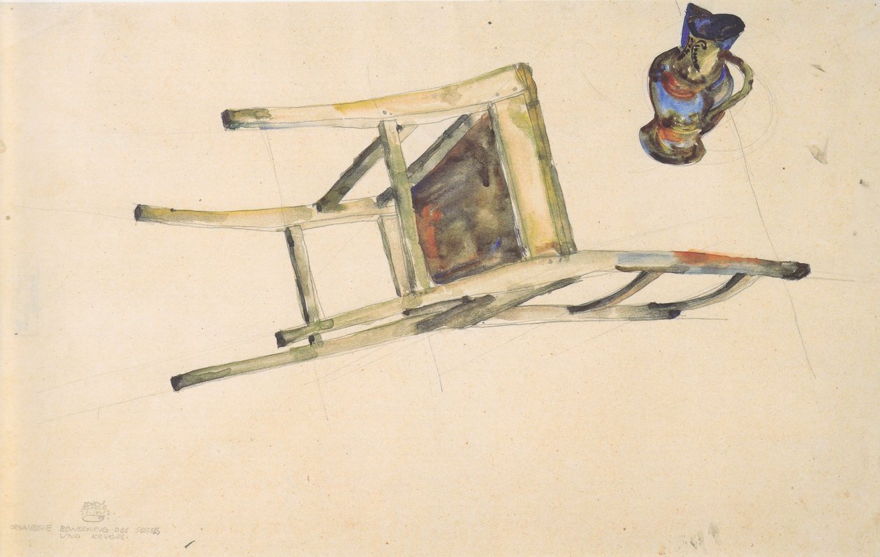 Movimento orgânico da poltrona e arremessador - 21-4-1912 de Egon Schiele