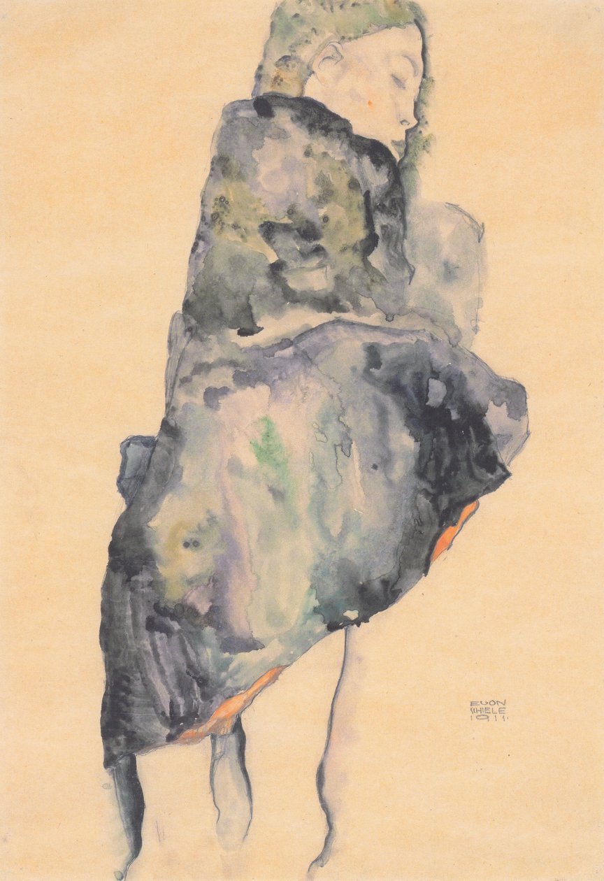 Menina dormindo em um cobertor de Egon Schiele