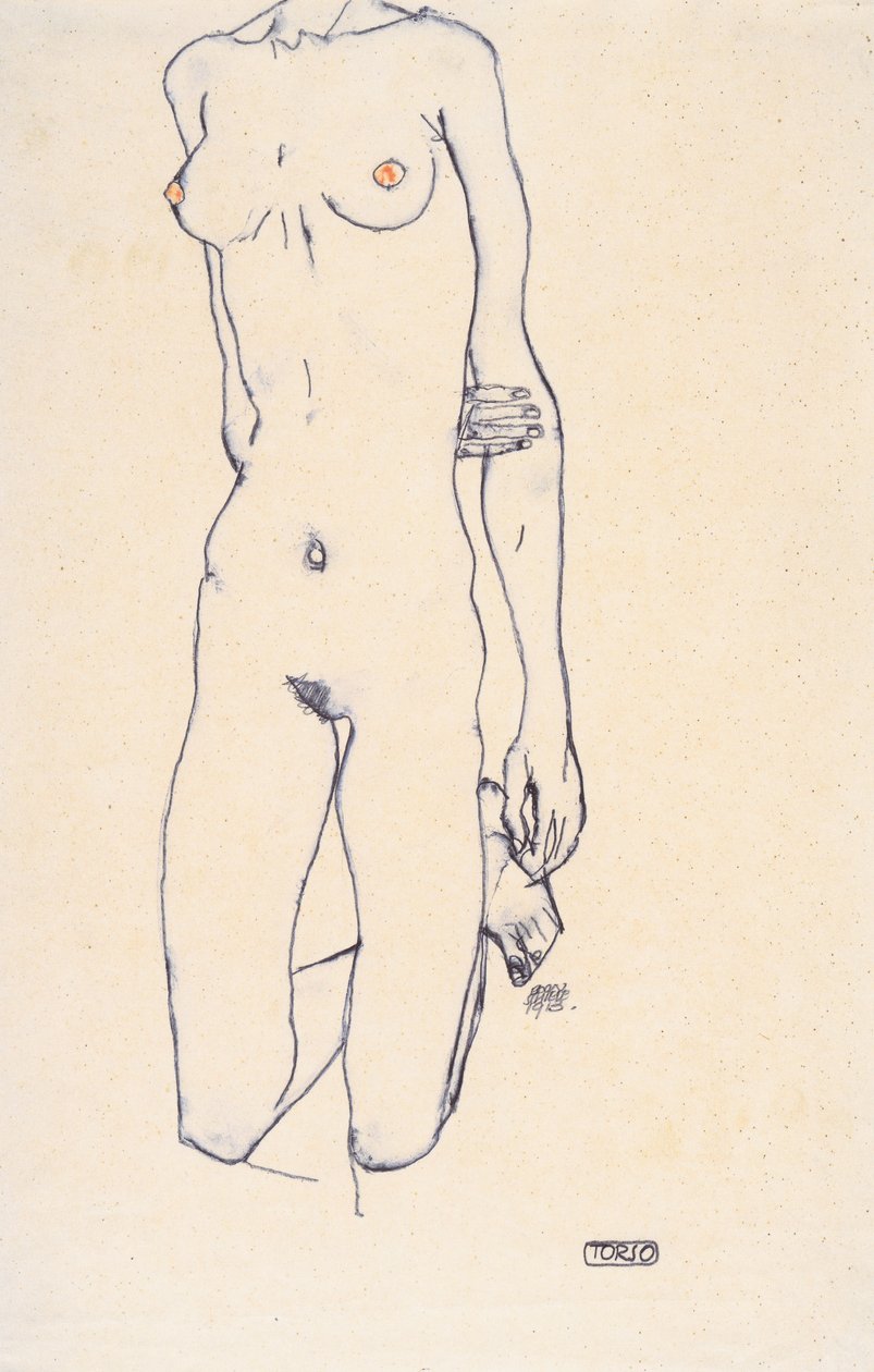Torso de uma menina ajoelhada de Egon Schiele