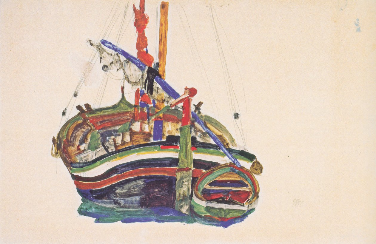 Barco de pesca em Trieste de Egon Schiele