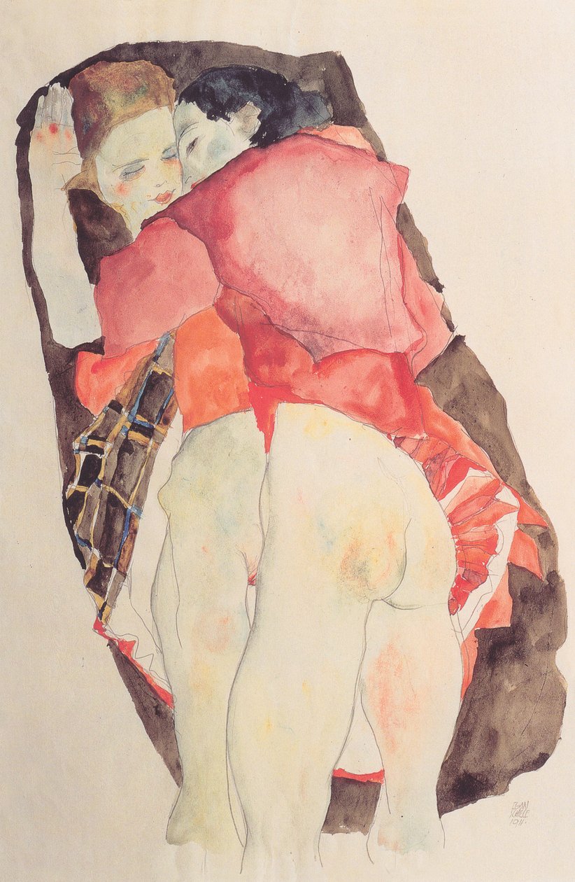 Duas meninas de Egon Schiele
