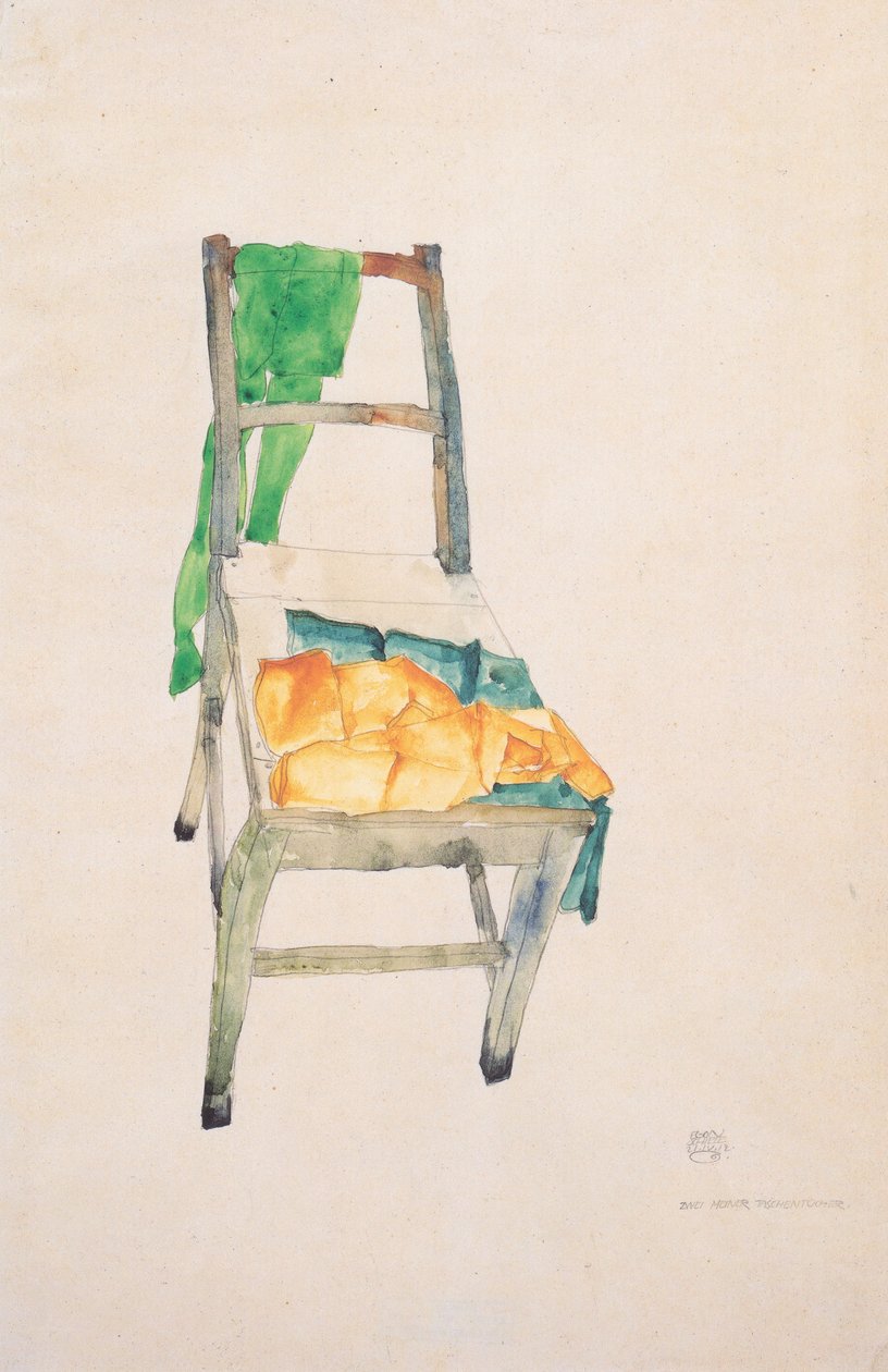 Dois dos meus lenços - 21-4-1912 de Egon Schiele