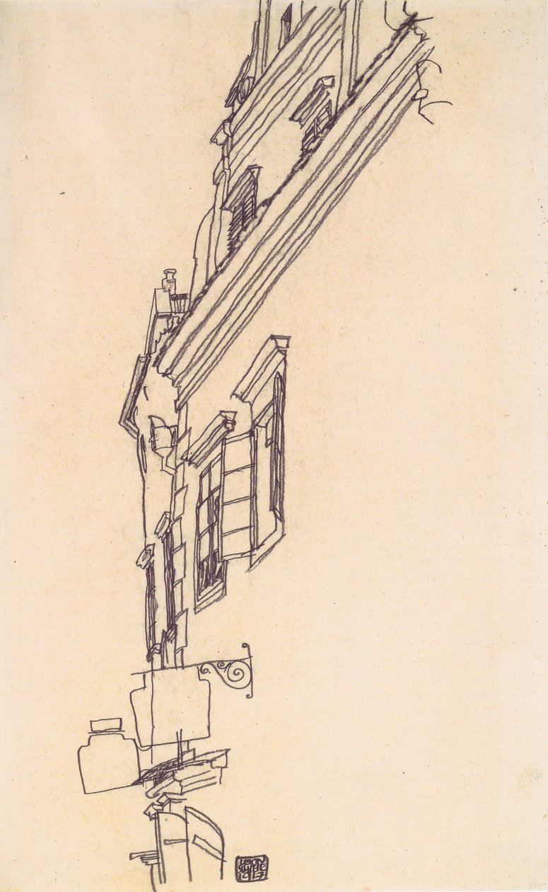 Casas antigas de empena em Krumau de Egon Schiele