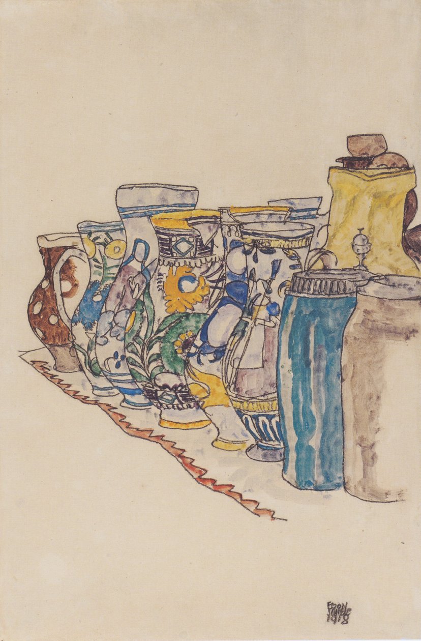 Jarros camponeses pintados de Egon Schiele
