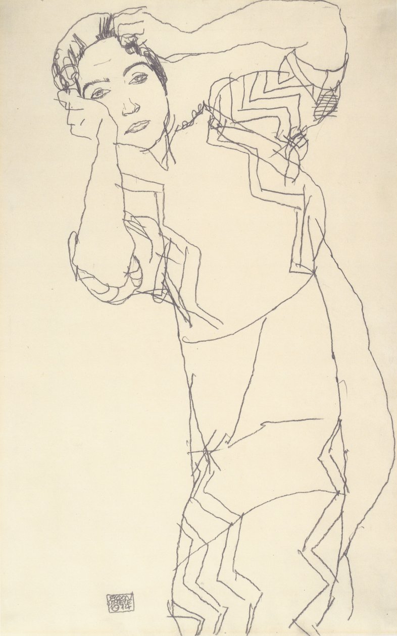 Estudo de retrato por Friederike Maria Beer de Egon Schiele