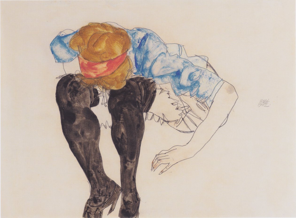 Loira, curvada com esfoliação preta de Egon Schiele