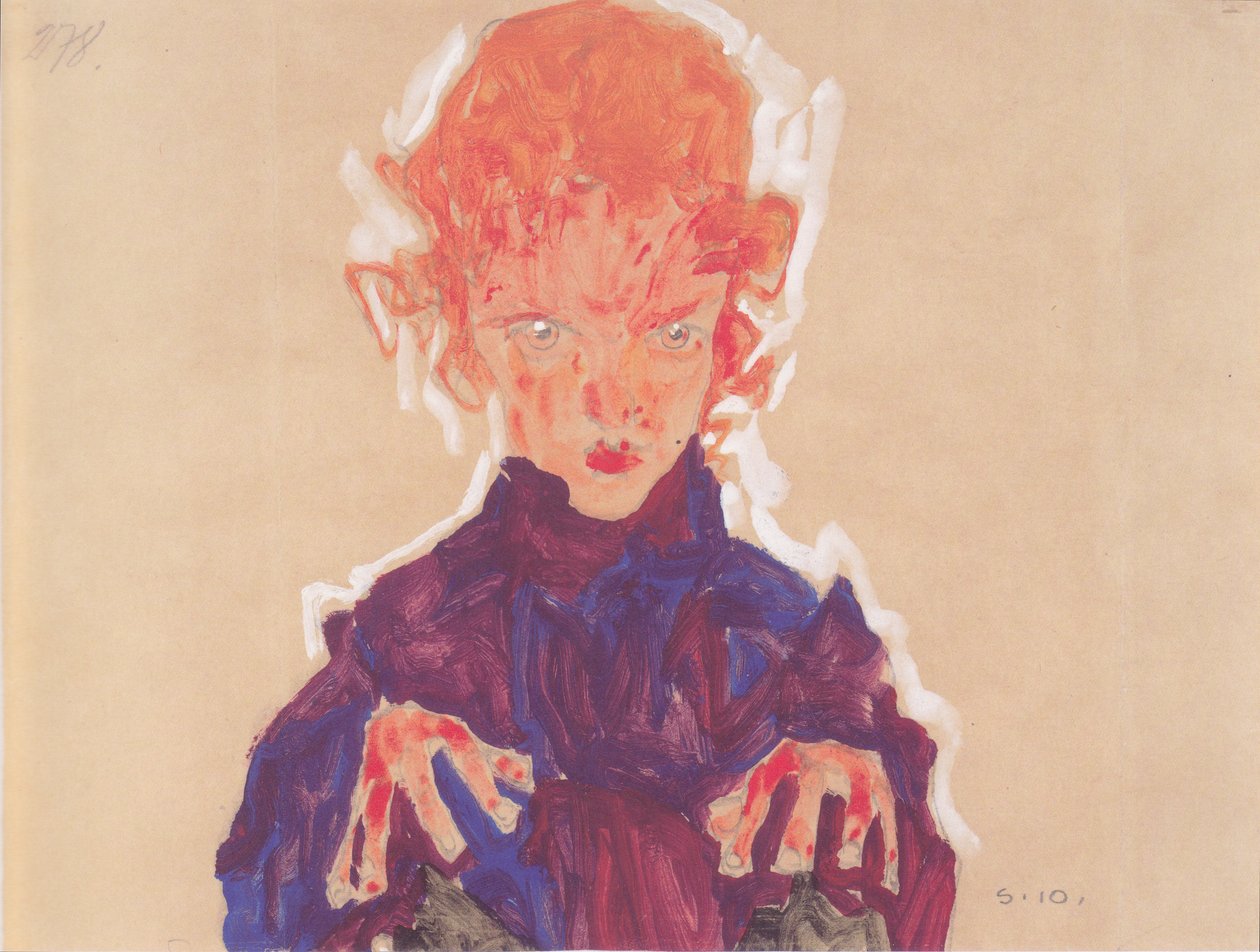 Meio comprimento, retrato, de, um, red-haired, menina de Egon Schiele