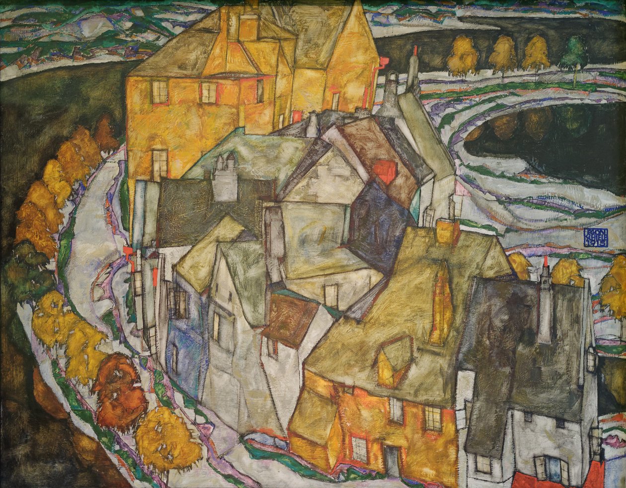 Crescente das Casas II (Cidade da Ilha) de Egon Schiele