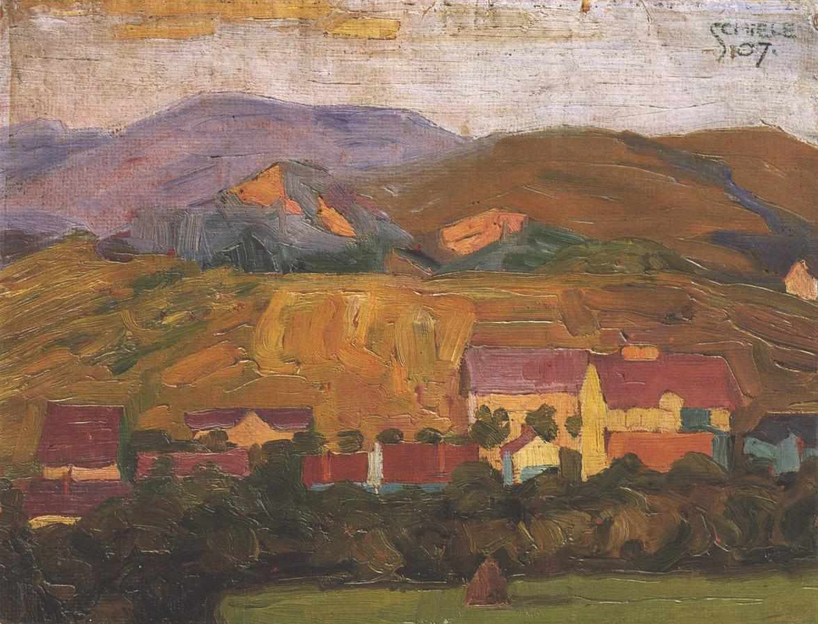Aldeia com Montanhas de Egon Schiele