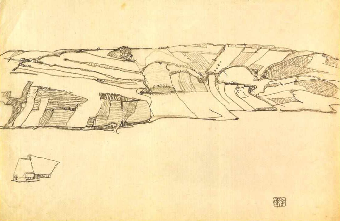 campos paisagem de Egon Schiele