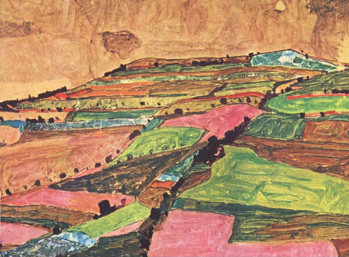 campos paisagem de Egon Schiele