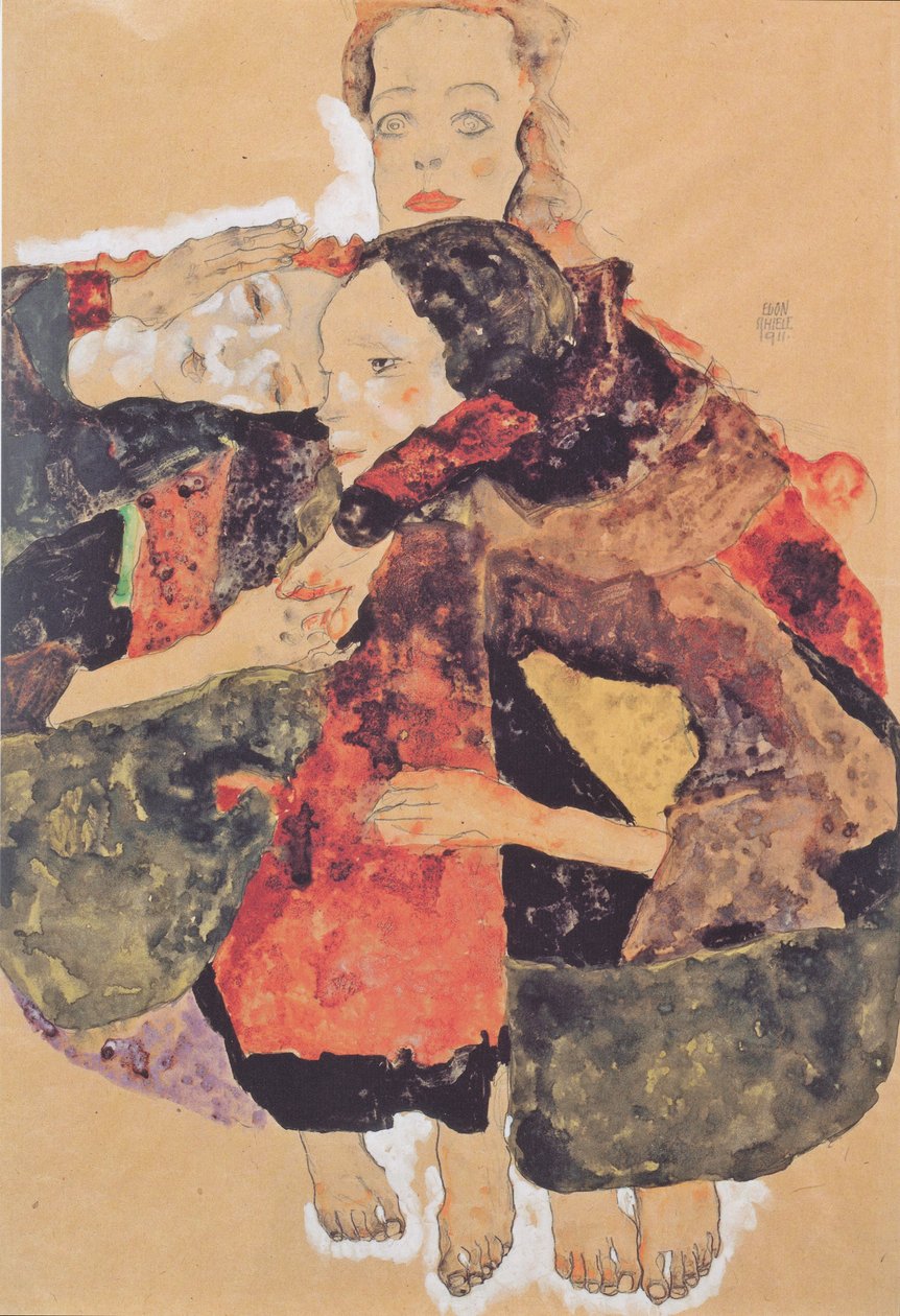 Grupo de três meninas de Egon Schiele