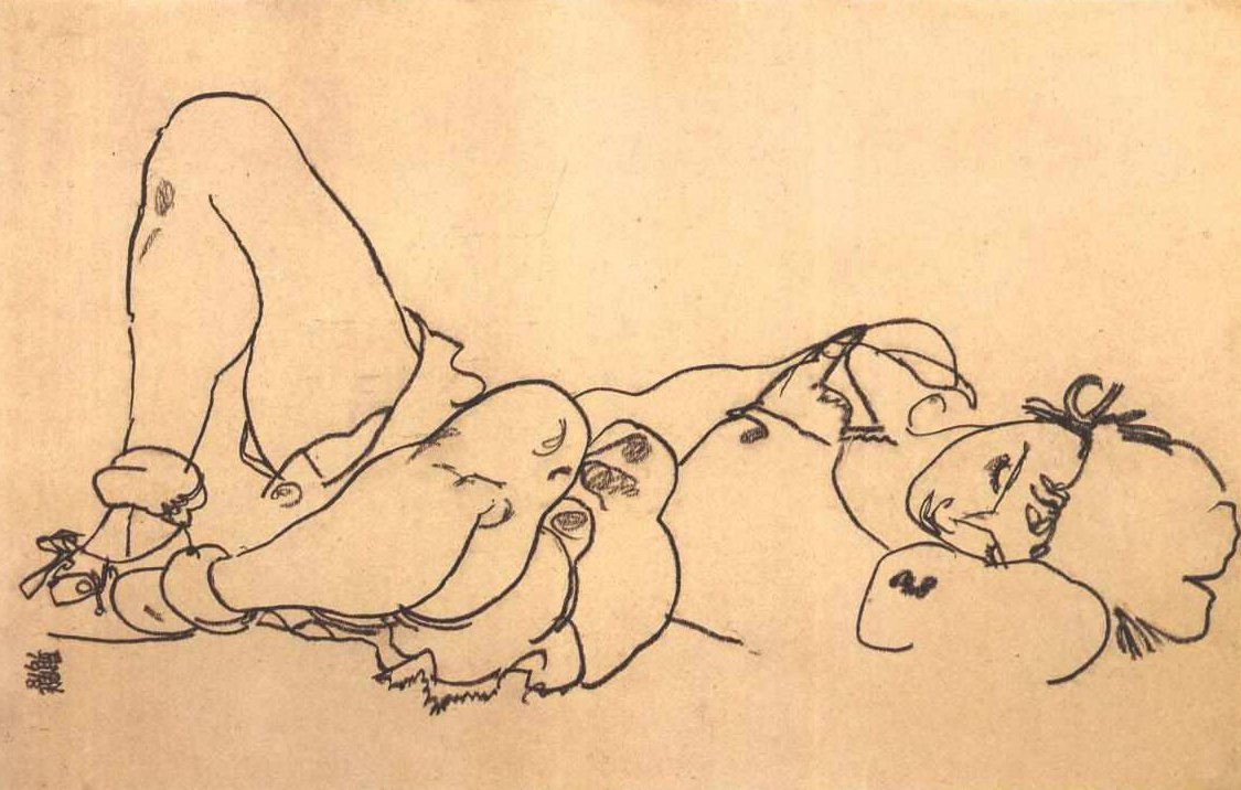deitado de Egon Schiele